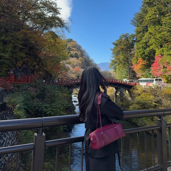 By Far Kimberly Burgundy Leather Shoulder Bag - Picture 3 of 10